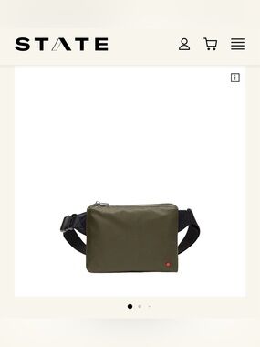 STATE Olive Green Lorimer Nylon Fanny Pack with Black Strap, UNISEX. Like New.
